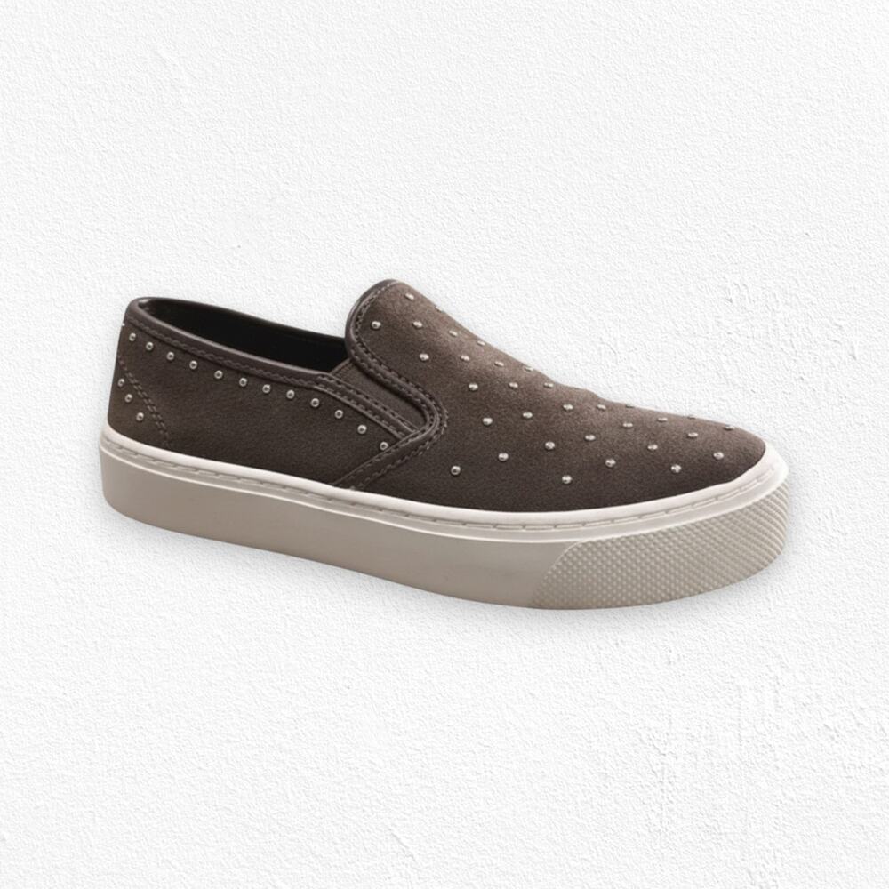 Coach Fatigue Brown Cameron Studded Suede Platform Slip On Sneakers 5M EU 35